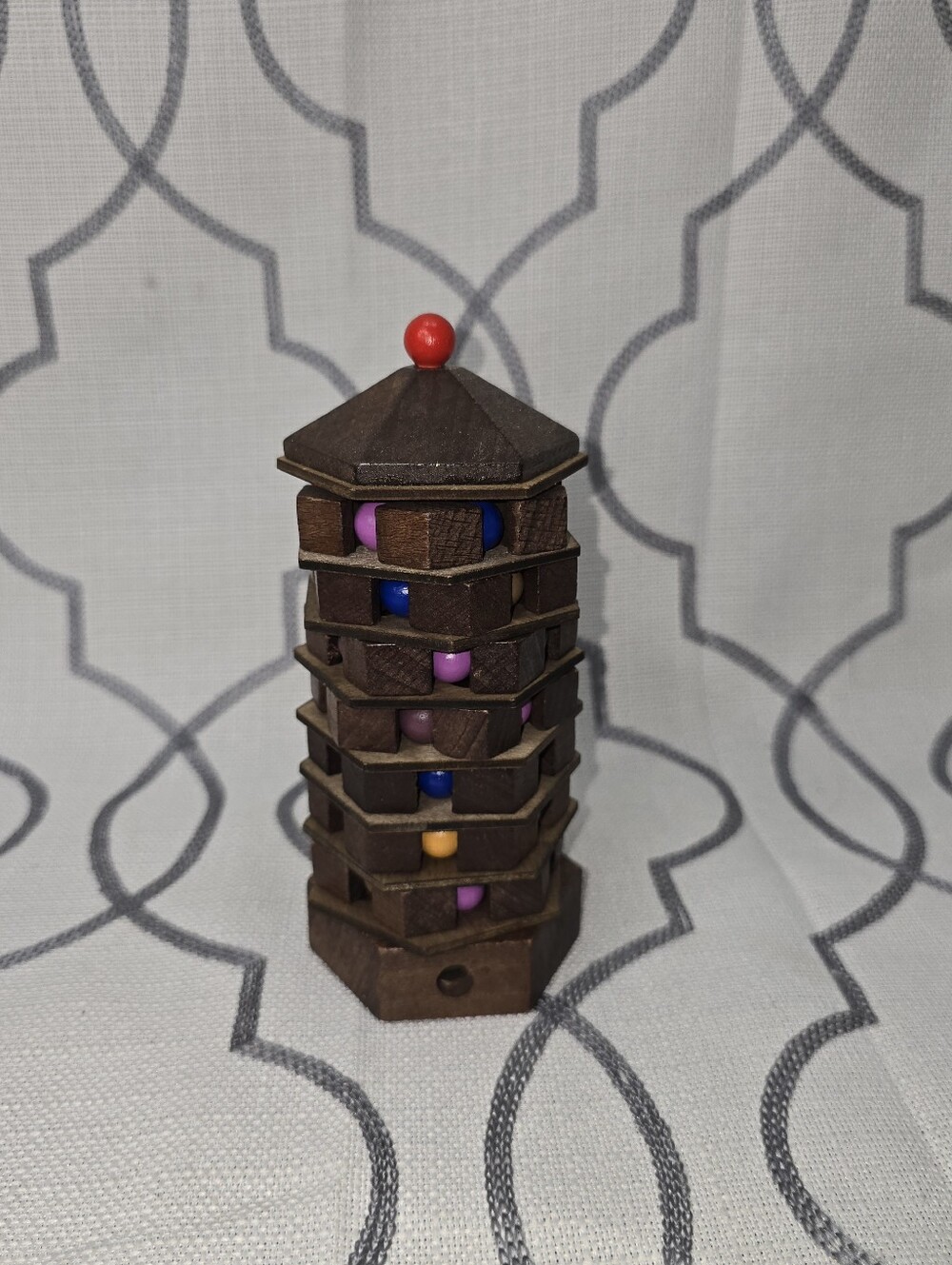 True Genius Chinese Pagoda Wooden Puzzle Brain Teaser 3D Tower Maze Brainteaser